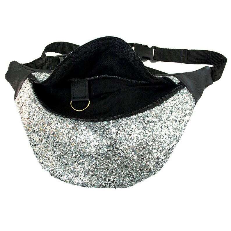 SILVER GLITTER fannypack bumbag hip bag ykk zipper black Etsy