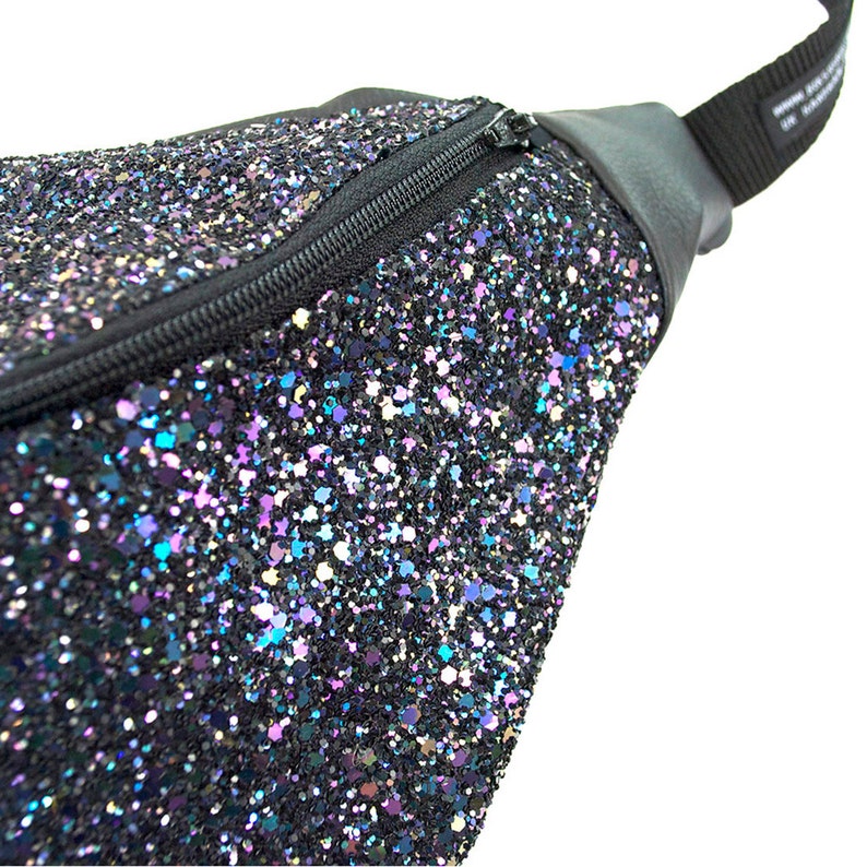 PETROL GLITTER Fannypack Bumbag Hip Bag Ykk Zipper Black Etsy