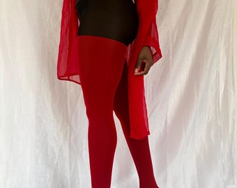 Collants rouges Mary 50 DEN — -20 % avec : OFFRE50 Style audacieux & chic | Élégance parisienne | Fabriqué en France