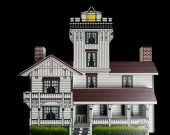 Vtg 1995 Sheila's Point Fermin Lighthouse California Wood Shelf-Sitter Decor