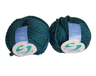 2 Skacel Schulana Grande Yarn #48 Teal 100% Wool Super Bulky - 100g Balls
