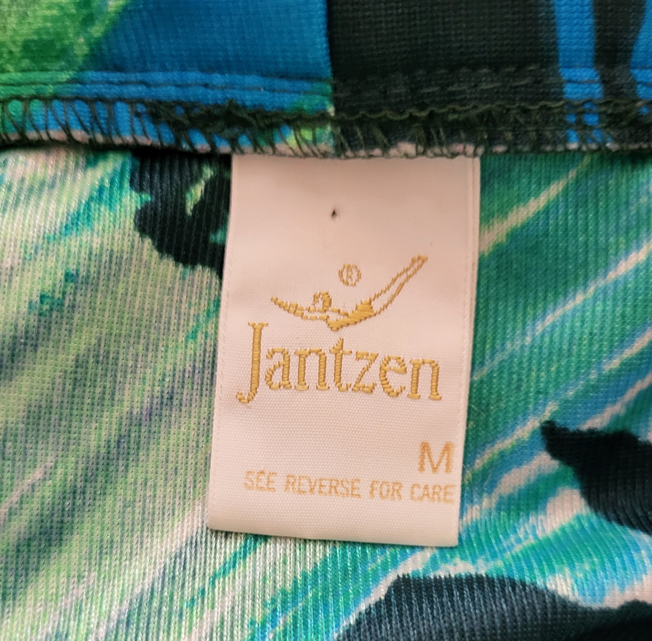 あんふぃびえんす Vtg 70s Jantzen Swim Cover-up Size M Short Belted Big Floral