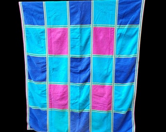 Vtg Terrisol Beach Towel Blanket Multicolor Geometric 100% Cotton Made in Brazil
