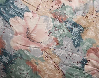 Vtg 1980s Stanley King Decorator Fabric Pink Green Floral Heavy Cotton 3.75 Yds