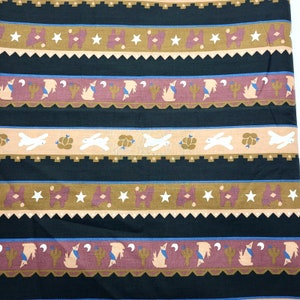 Original Santa Fe Designs by Haber Cotton Fabric Brown Black Blue Southwest 4 yd