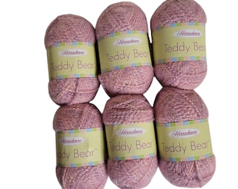 6 Herrschners Teddy Bear Yarn #003 Pink Carnation - 50g Skeins