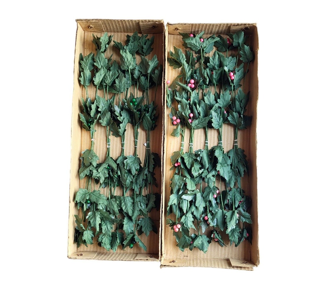 Floral Arranging Supplies 14 Faux Leaf & Berry Stems Etsy