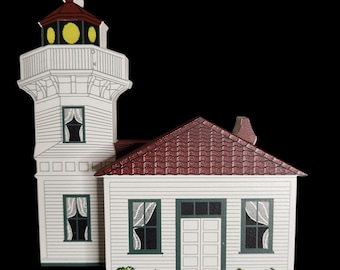Vtg 1995 Sheila's Mukilteo Lighthouse Washington State Wood Shelf-Sitter Decor