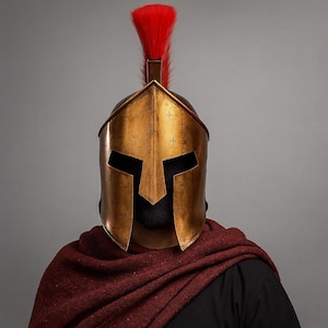 Spartan Helmet Handmade Greek Warrior Armor for Cosplay, LARP, Halloween & Decor | High-Quality Replica Helmet Medieval Decor
