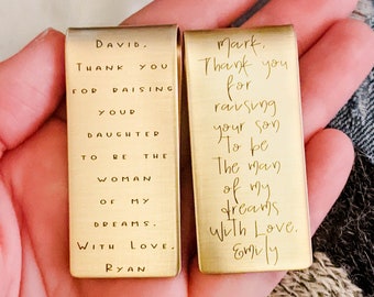 Custom Brass Money Clip, Father of the Groom Gift from Bride, Father of the Bride Gift from Groom, Father-In-Law Gift, Man of My Dreams