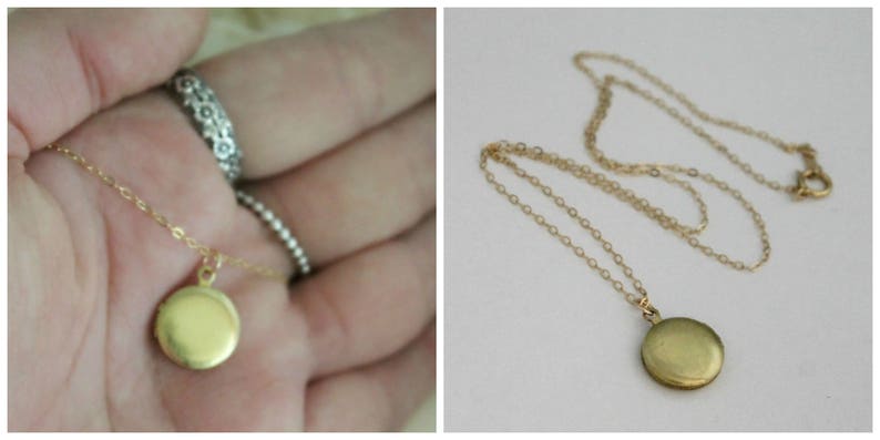 Locket Necklace \u00b7 Brass Locket Necklace \u00b7 Vintage 1950s Locket \u00b7 Dainty Necklace \u00b7 Boho Necklace \u00b7 Best Friend Gift \u00b7 Small Locket Pendant