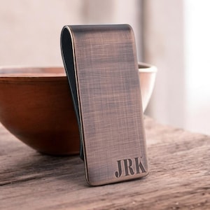 Prendedor de dinheiro personalizado em cobre para ele, prendedor de dinheiro com caligrafia personalizada, presentes para homens, carteira com prendedor de dinheiro gravado, presentes com caligrafia própria