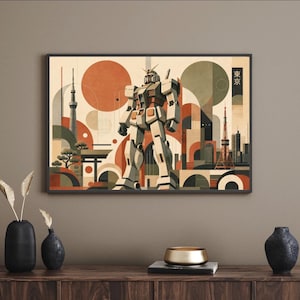 Tokyo Gundam Art Deco-tryck | Japansk Mecha-anime (digital nedladdning)