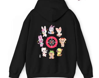 Straykids unisex zip hoodie, hooded sweatshirt with personalised print SKZ accordion, fan art K-pop SKZoo