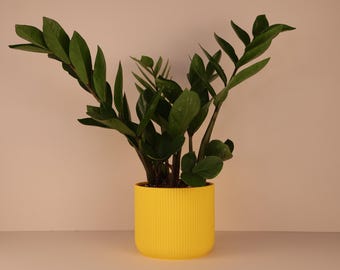 Yellow 3D Printed Plant Pot: Minimalist PLA Eco-Friendly Decor