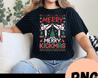 Feliz Navidad (PNG), Diseño navideño feo de Karate Jiu Jitsu, Camiseta divertida de artes marciales para regalar en estas fiestas, Descarga digital, Archivo para impresión por sublimación