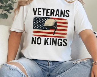 No Kings Veterans PNG, diseño de camiseta con la bandera patriótica estadounidense para hombre, cita de libertad militar, descarga digital, archivo de impresión por sublimación