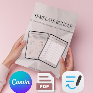 Bearbeitbares Canva Skincare Template Bundle: Acne Tracker, Hauttyp (PDF druckbar, Goodnotes)