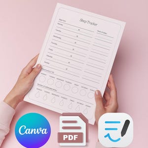 Edytowalny monitor snu | Dziennik dobrego samopoczucia, szablon Canva (do pobrania w formacie PDF)