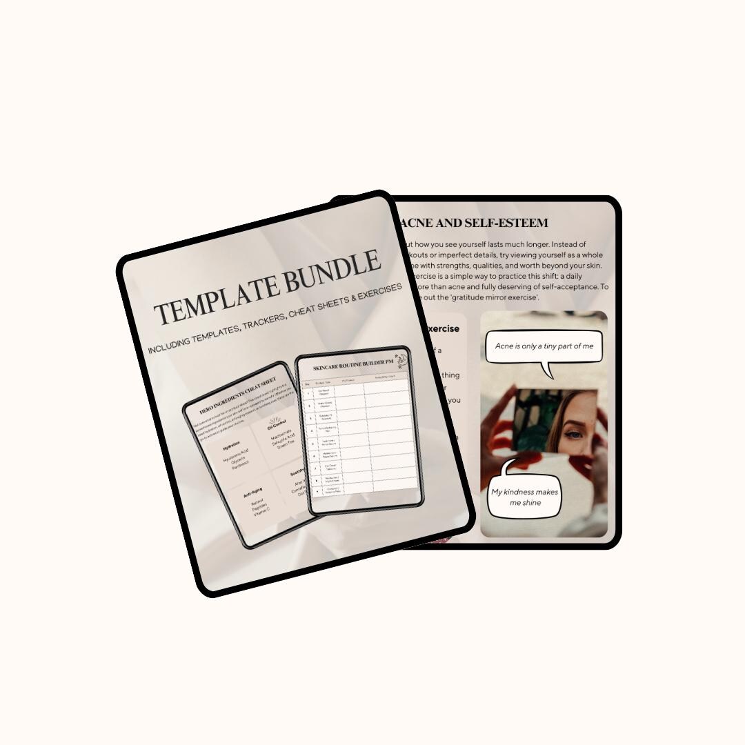 Skincare & Acne Printable Bundle: Routine Templates, Skin Type Guide ...