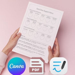 Plan de salud mental para el día: Herramienta para afrontar la falta de energía (PDF, plantilla de Canva)