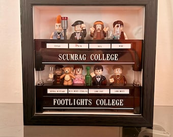 The Young Ones Lego Minifigure Frame - Scumbag College v Footlights College - Framed Display - Cult British Comedy Gift