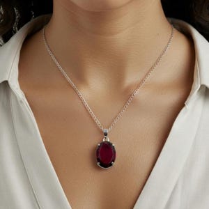 925 sterlingzilveren rode granaat edelsteen zilveren hanger ketting, handgemaakte sieraden voor cadeau