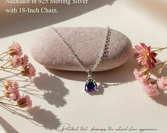 Handmade Amethyst Pendant Necklace - 925 Sterling Silver Jewelry