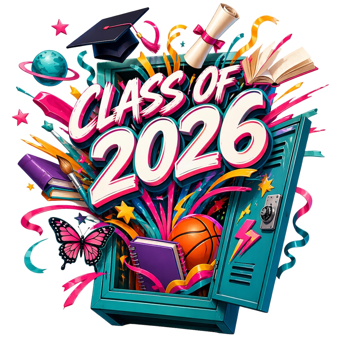 Colorful Class of 2026 School Locker PNG, Teen Graduation Graphic ...