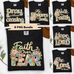 6 Faith Faux Yarn Crochet Png, Floral Christian Knitted png, Retro Floral Religious Sublimation, T shirt, Mug, Tote Design Digital Download