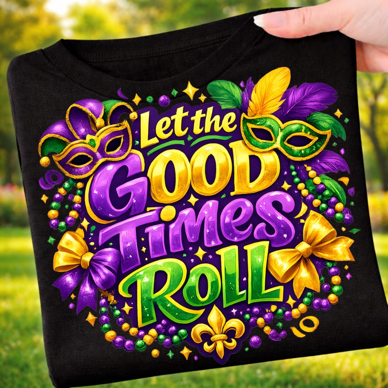 Let the Good Times Roll Mardi Gras PNG, Coquette Brushstroke Carnival Design