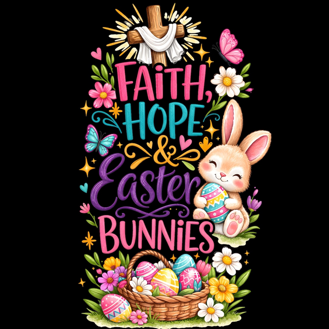 Faith Hope Easter Bunnies PNG, Christian Easter Bunny Shirt Design ...