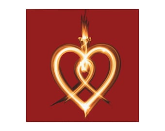 Flaming Heart Sword Square Magnet | Romantic Gothic Love Artwork