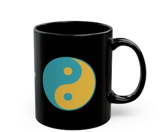Yin Yang Choose Positivity, Ceramic Coffee Cup,  Unique Quantum Alchemist Design,