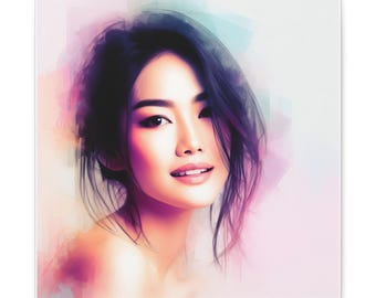 Watercolor Portrait Woman Canvas 1.25" Stretched Matte