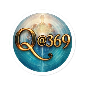 Adesivo con logo Q@369, rotondo, con design geometrico spirituale, per interni/esterni.