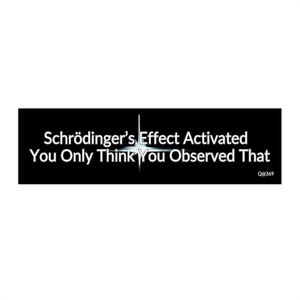 Schrödinger's Effect Activated You Only Think You Observed That bumper sticker | science, humor