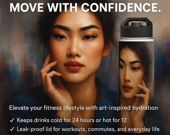 Artistic Stainless Steel Water Bottle: Insulated, Leak-Proof, Reusable