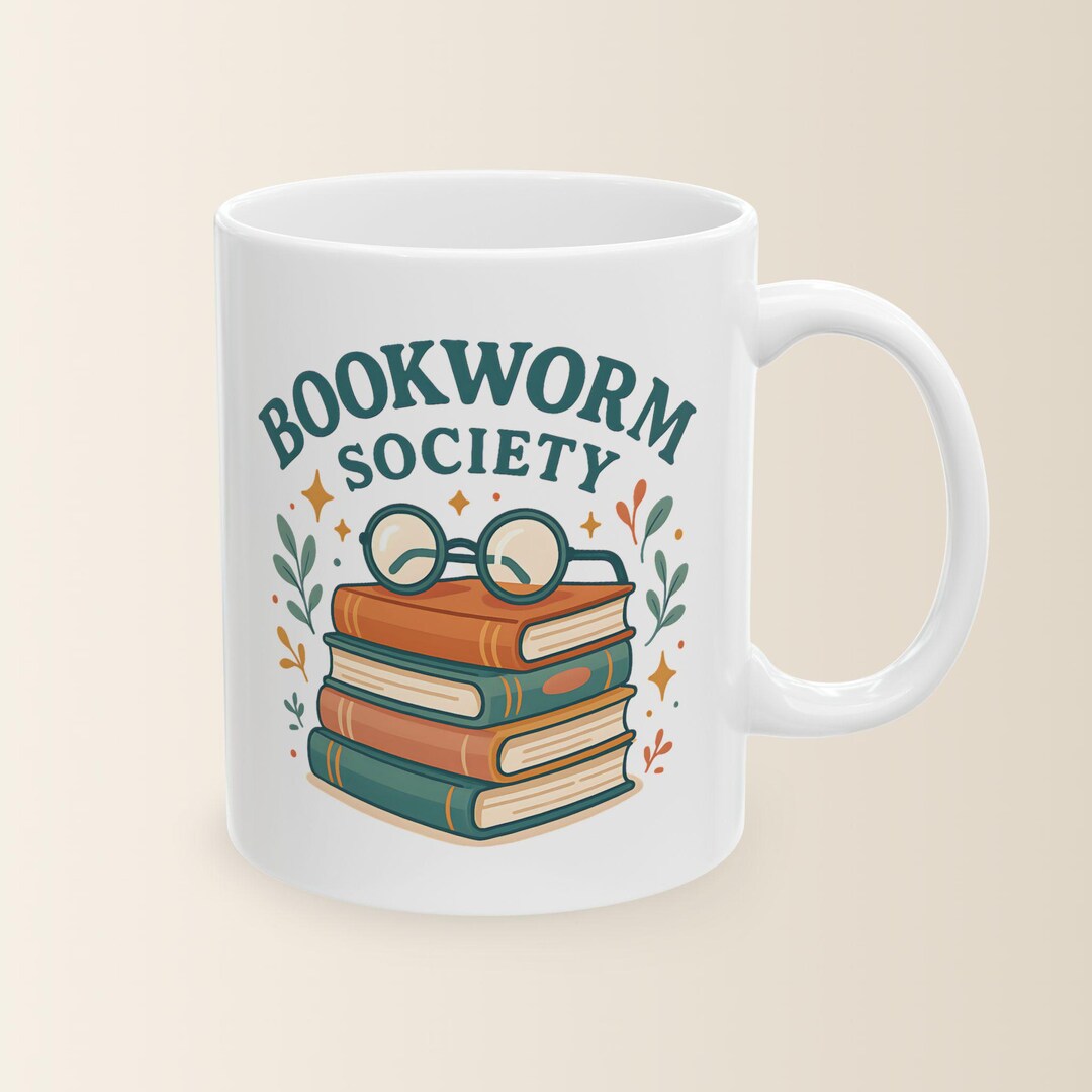 Bookworm Society Mug Cozy Reading Coffee Mug Minimalist Neutral ...