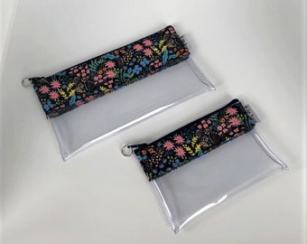 Clear Vinyl Wallet Organizer Earbuds Keeper Rifle Paper Co Bag Pouches Travel Zipper Cosmetic Bag/Baby Shower Gift