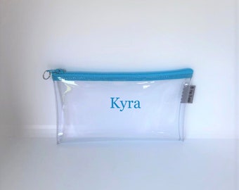 Clear Zip Pouch Organizer Clutch Wallet Vinyl Monogram Phone Holder Personalized #customgifts #personalgift
