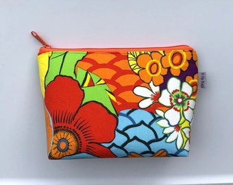 Cosmetic Zipper Bag Floral Retro Groovy Boho Waterproof Lining Make Up Bag/Toiletry Pouch/Accessory Gadget Case