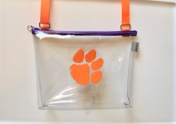 Clemson Tigers Paw Ncaa Clear Stadium Bag Fabric Set Vinyl Small Zipmonogram Clear Crossbody Bagpursegame Day Bagpersonalized Bag