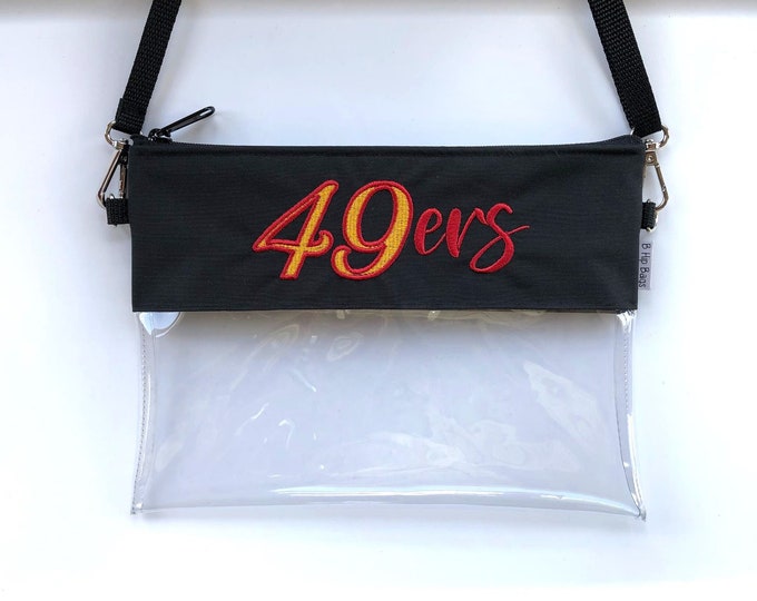 Clear Vinyl Stadium Concert Crossbody Zipper Custom San Francisco 49ers