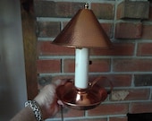 Vintage 1960s to 1980s Small Tiny Hammered Copper Metal Accent Lamp Light Finger Hold Shade Shiny Farmhouse Country Home Decor Table Top
