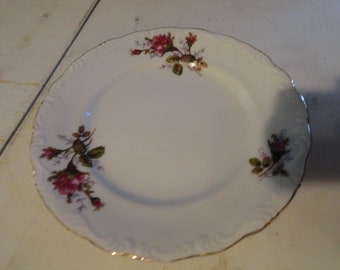 Vintage 1930s to 1950s Clear Glass Small Plate Retro Gold Trim Embossed Back Dish Display Decorative Flowers