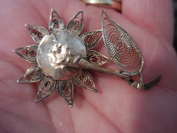 Vintage Women's Spun Sterling Silver Flower Pin F… - image 5