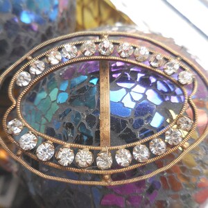 Vintage Czechoslovakian Buckle Rhinestone Oval & Brass Pronged Large Sparkly Art Deco Repurpose Prop 1930s
