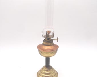 Vintage Miniature Hurricane Oil Lamp, Metal