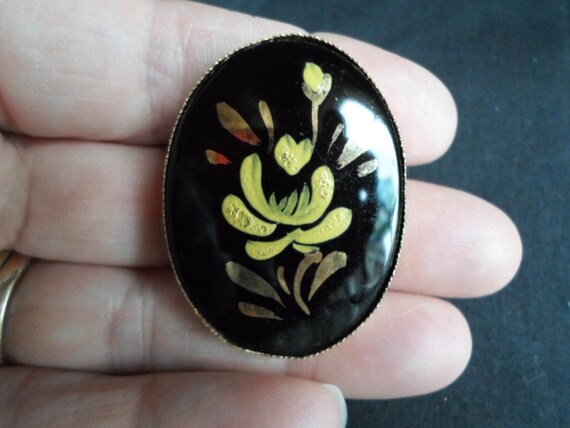 Vintage Women's West Germany Reversed Painted Pin… - image 4